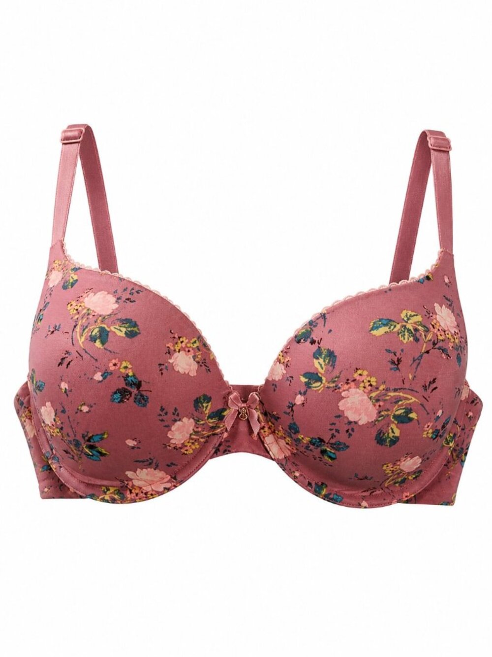 Victorias Secret Perfect Shape Bra 34D Mauve Floral Underwire Lined Rose Charm